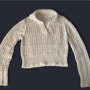 Joie Cream Textured Cowl Neck Sweater